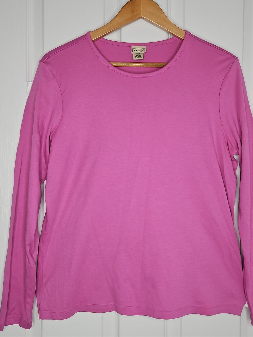 L.L.Bean Long Sleeve Crew Neck Tee 100% Supima Cotton Orchid Pink Women's Large